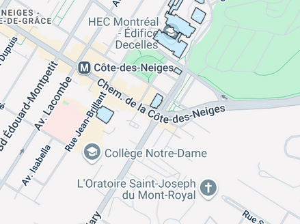 Image de la carte Google de l'emplacement du Bureau de l'ombudsman de l'Université de Montréal, situé au 3333 Queen-Mary à Montréal.